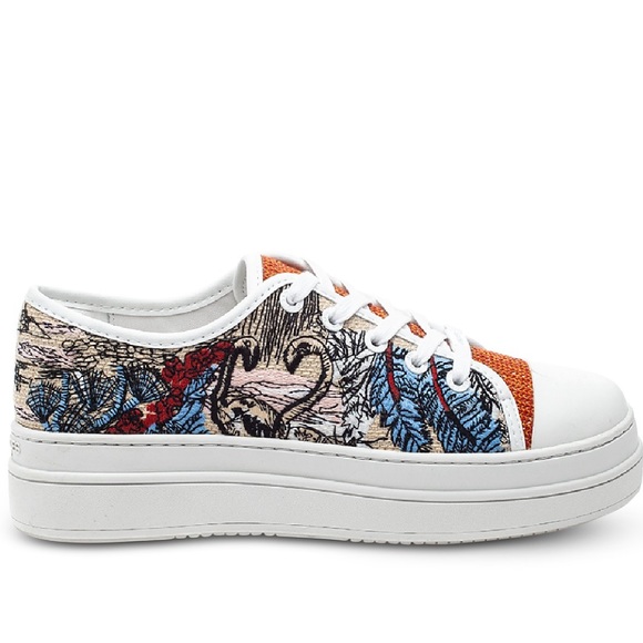 J/Slides Orange & Blue Tropical Nikki platform embroidered Sneaker. SZ 7… - Picture 3 of 12